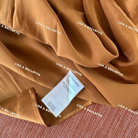 Reformation Frankie Silk Dress in Copper - Picture 10 of 13